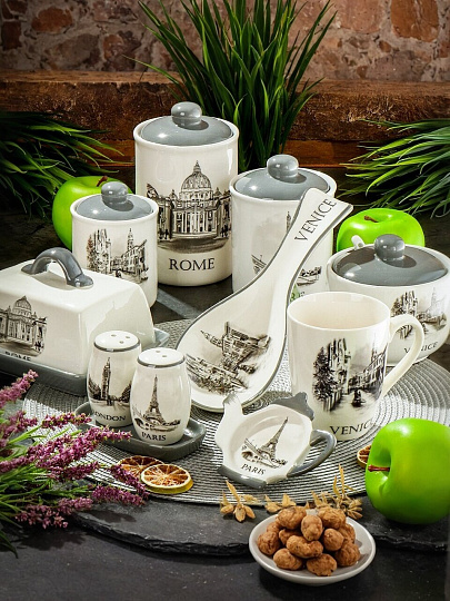 Банка для сыпучих продуктов, доломит, 350 мл, с крышкой, Daniks, Фьюжн