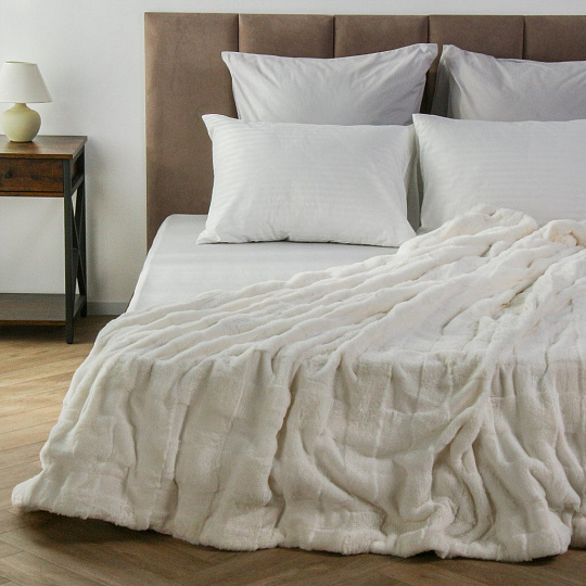 Плед евро, 200х230 см, 100% полиэстер, Silvano, Берген, молочный, A120046