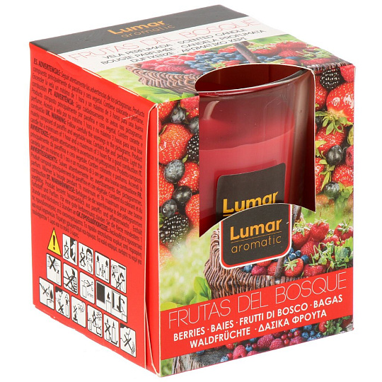 Свеча ароматизированная, 8.5х7 см, Lumar, Ягоды Frutas del Bosque, в стакане, 125 гр, 903900