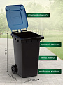 Бак для мусора пластик, 240 л, с крышкой, с колесами, 55.5х76х106 см, черно-синий, Альтернатива, М5938 - фото 2