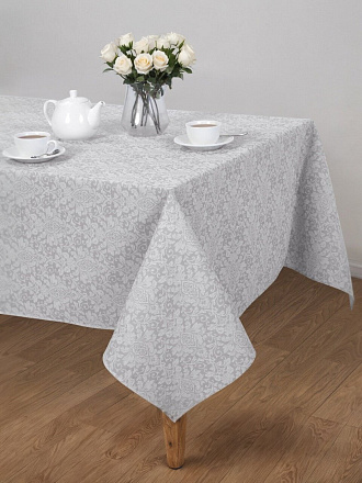 Скатерть 145х220 см, 100% хлопок, рогожка, 165 г/м2, АртДизайн, Вензель, серая