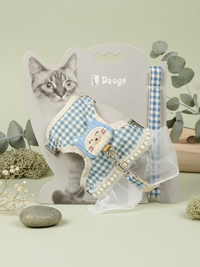 Шлейка для кошек, декоративная, с воланом, 1.5 см, в ассортименте, Y4-11383