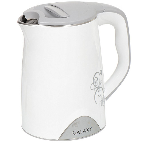 Чайник электрический Galaxy Line, GL 0340, белый, 1.5 л, 1800 Вт, скрытый нагревательный элемент, металл