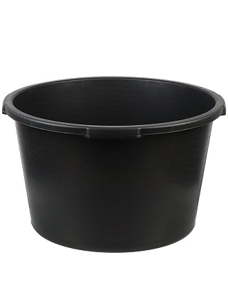Таз пластик, 65 л, круглый, с ручкой, строительный, черный, 0007-15A