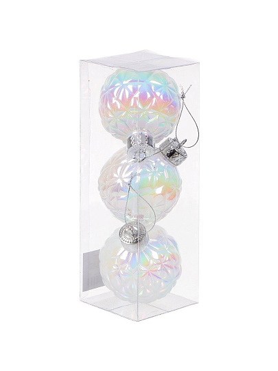 Елочное украшение Набор, 3 шт, белое, 8 см, пластик, Y4-5632