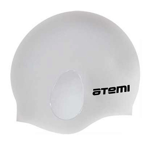 Шапочка для плавания Atemi, силикон (c "ушами"), серебро, EC103, 00-00002564