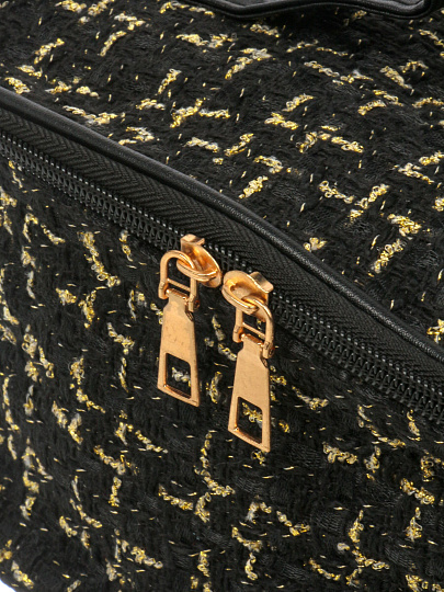 Косметичка квадратная плетеная, черно-золотая, 20Х14Х12.5см, A080066