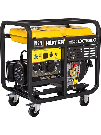 Генератор дизельный, Huter, LDG 7000LXА, 5.5 кВт, 11 л.с., 16.32 А, выход 12 В, ручной/электрический стартер, 64/2/8