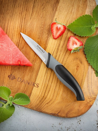 Нож кухонный Daniks, Модерн, для овощей, нержавеющая сталь, 9 см, рукоятка пластик, YW-A040-PA/YW-A040G-PA
