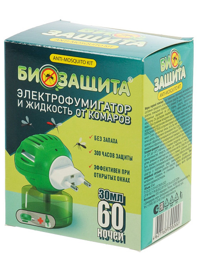 Репеллент от комаров, фумигатор с жидкостью, 60 ночей, Биозащита, 30 мл