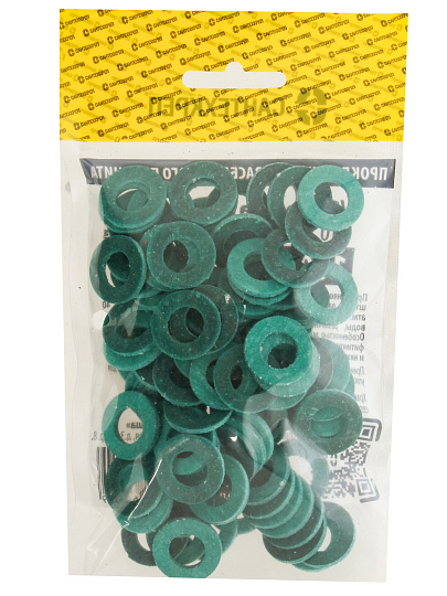 Прокладка уплотнительная 100 шт, 1/2'', 10.5х19х2 мм, безасбестовый паронит, СантехКреп, 2.13.1.ф