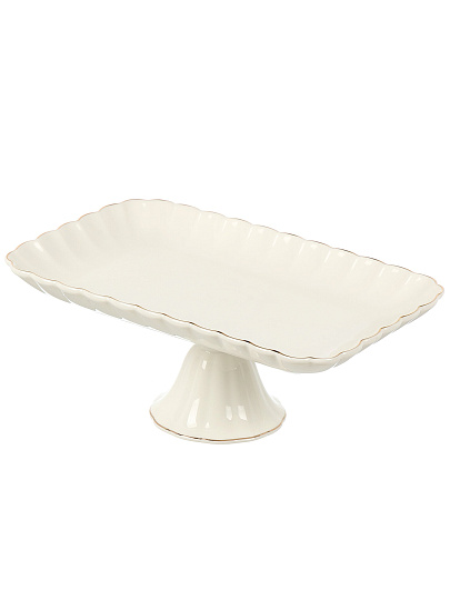 Ваза для фруктов, фарфор, на ножке, 25.4 см, ТМ Глория, Bonjart, Золотая линия, 202490