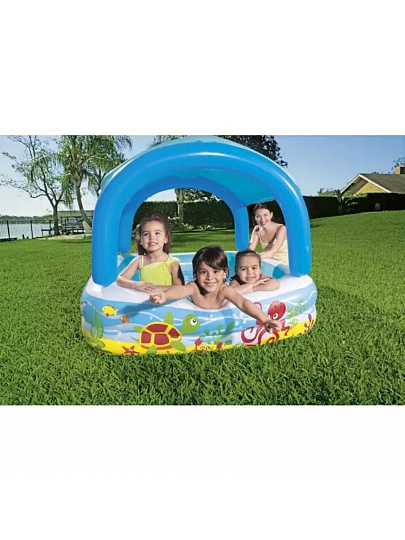 Бассейн надувной Bestway, 140х140х114 см, 52192, 265 л, с навесом