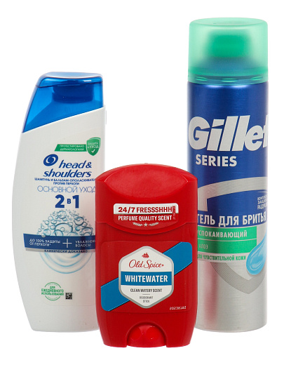 Набор подарочный для мужчин, Head &amp; Shoulders, Основной уход, шампунь 200 мл, гель для бритья Gillette 200 мл