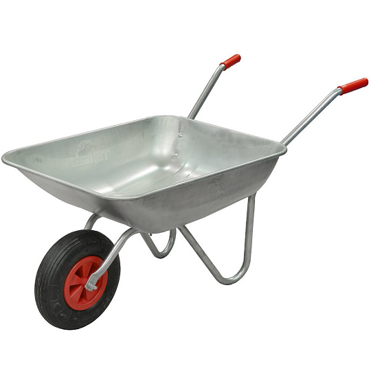 Тачка садовая одноколесная, сталь, 130 кг, 60 л, 0.6 мм, втулка D16 мм, PR 3.00х8, пластиковое колесо, Техпром, WB5206