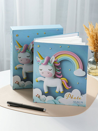 Фотоальбом 80 фото, фото 10х15 см, 20 листов, полимер, 23х19х5 см, в ассортименте, Единорожек, Y4-11092
