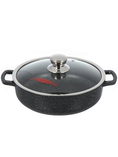 Жаровня алюминий, 26 см, 3 л, антипригарное покрытие, Горница, Induction Гранит, Иж2611аг, с крышкой, индукция