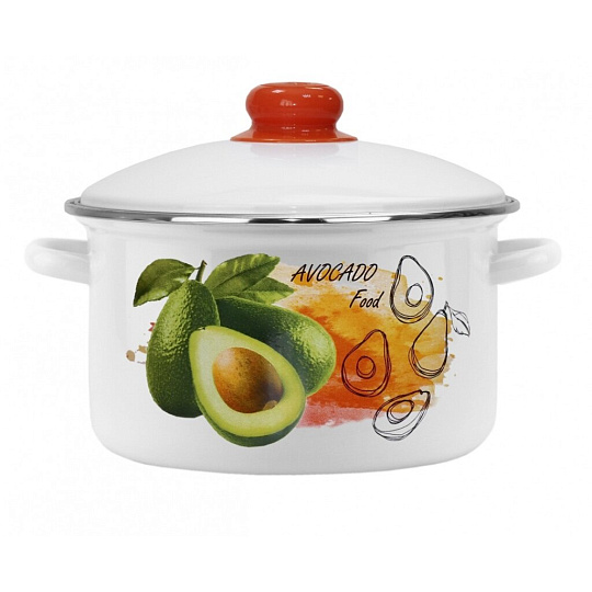Кастрюля эмалированная сталь, 2 л, крышка сталь, Магнитогорская эмаль, Авокадо, 01-1610/4, индукция