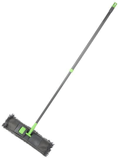 Швабра, микрофиб., вермиш., телес.руч. 130см, серый/зеленый, Мария Искусница