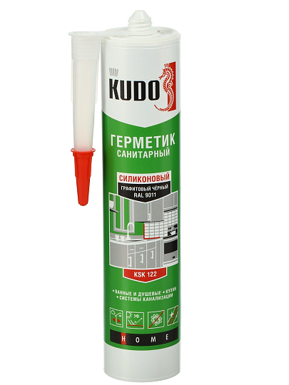 Герметик силиконовый, санитарный, KUDO, KSK-122, 280 мл, черный