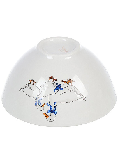 Миска фарфор, круглая, 7 см, 0.55 л, Гуси новые, Дулевский фарфор, 109952