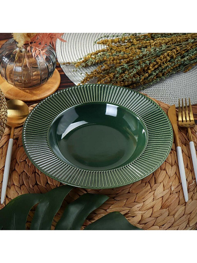 Тарелка суповая, керамика, 24 см, круглая, Emerald Green, Domenik, TDP471/DMD032