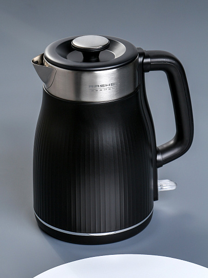 Чайник электрический RasheL, R-430-18, черный, 1.8 л, 1800 Вт, скрытый нагревательный элемент, нержавеющая сталь