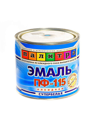 Эмаль Палитра, ПФ-115, алкидная, глянцевая, супербелая, 1.9 кг