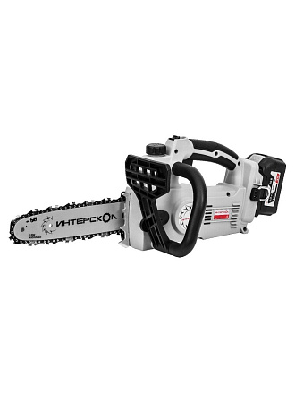 Пила цепная аккумуляторная, Интерскол, шаг цепи 3/8 дюйм, 40 звеньев, ПЦА-10/18В, Li-ion, 4 А.ч, зубчатый упор