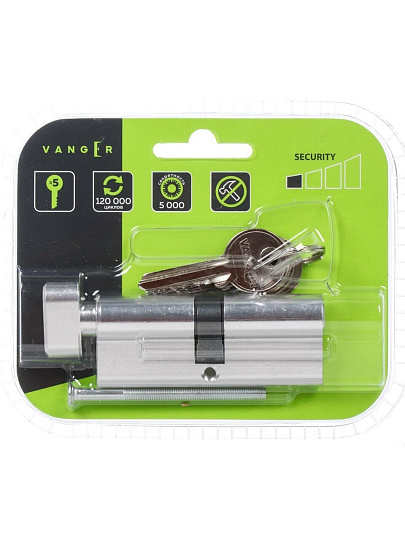Личинка замка двери Vanger, EL-80-C-NI, 30947, 80 мм, с заверткой, никель