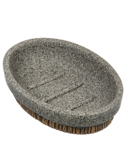 Мыльница настольная Серый/дерево, полистоун,12.5x8.8x2.7 см, BRE0953AA-SD