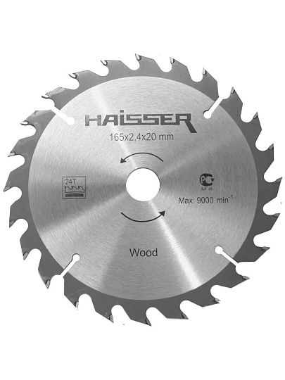 Диск пильный по дереву, Haisser, 165х20 мм, 24 зуба, HS109024