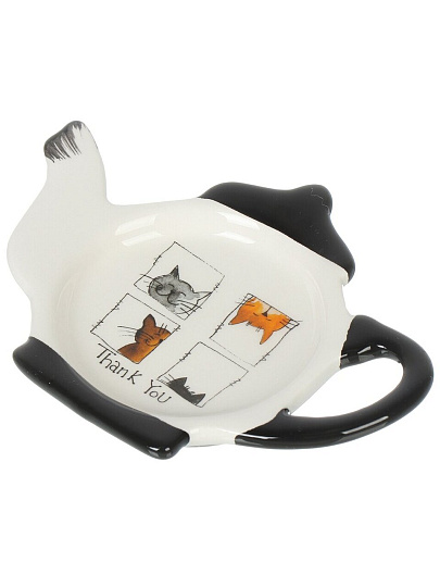 Подставка для чайных пакетиков, доломит, фигурная, 12х8.4 см, Daniks, Cats