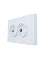 Розетка скрытой установки, 2 гнезда, с заземлением, 16 А, 250 В, пластик, IP20, белая, безвинтовой, зажим/клемма, Lezard, Zima, 704-0200-127BQC