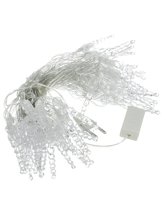 Гирлянда 60 ламп, 10 м, 1 режим, Сосульки, теплый белый свет, прозрачная, сетевая, LED, Y4-9905
