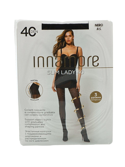 Колготки Innamore, Slim Lady, 40 DEN, р. 4, nero/черные, с шортиками