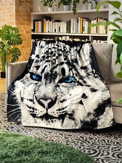 Плед 1.5-спальный, 140х180 см, микрофибра, 100% полиэстер, Silvano, Снежный барс, AI-1504011