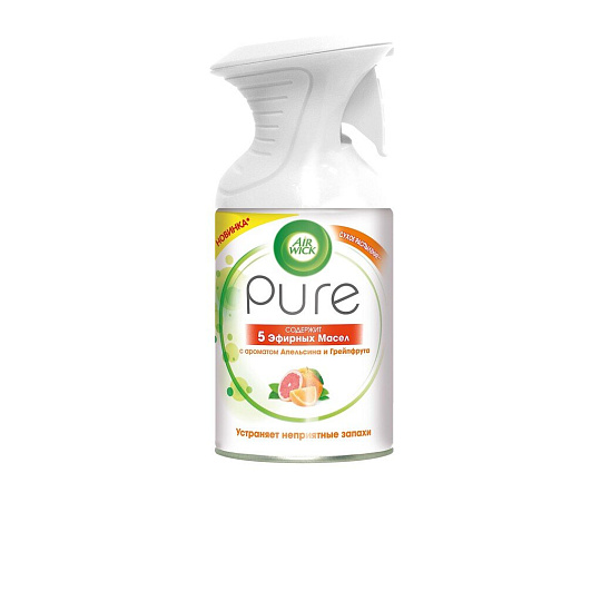 Освежитель воздуха Air Wick, 250 мл, Pure 5 Эфирных масел Апельсин и грейпфрут, сухое распыление, 3054194