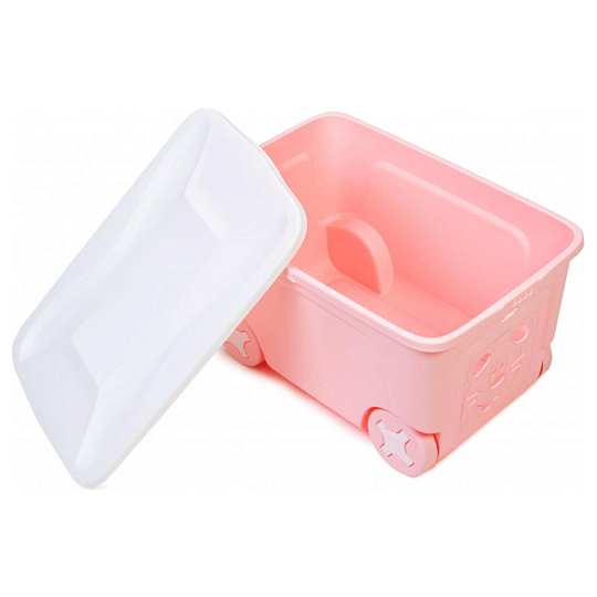 Ящик для игрушек 50 л, на колесах, с крышкой, пластик, розовый, Little Angel, Cool, LA1032RSP