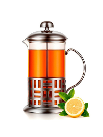 Френч-пресс 0.6 л, стекло, металл, Barouge, Viva, BF-712(600)