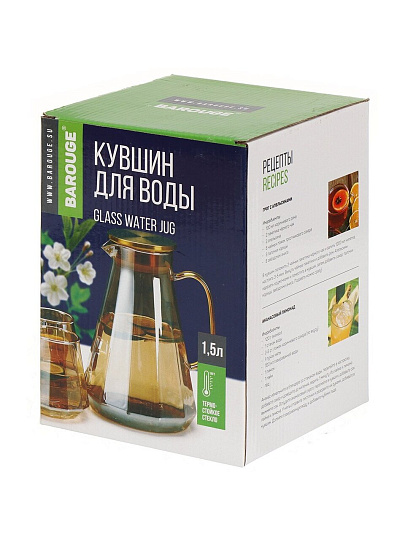 Кувшин стекло, 1.5 л, с крышкой, BJ-705