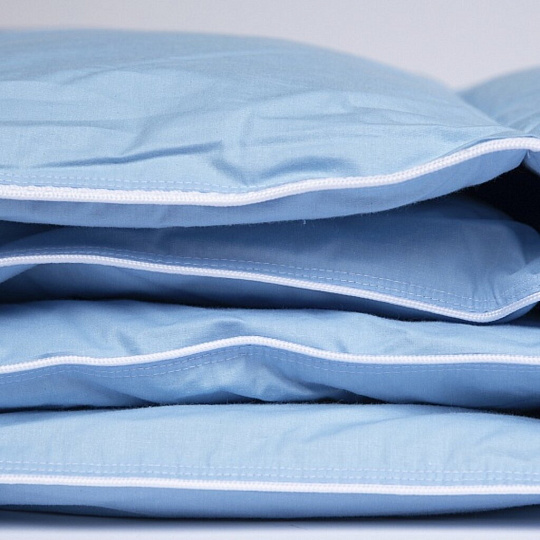 Одеяло евро, 200х220 см, Классика, пух 90% + перо 10%, всесезонное, чехол хлопок, кант, Kariguz