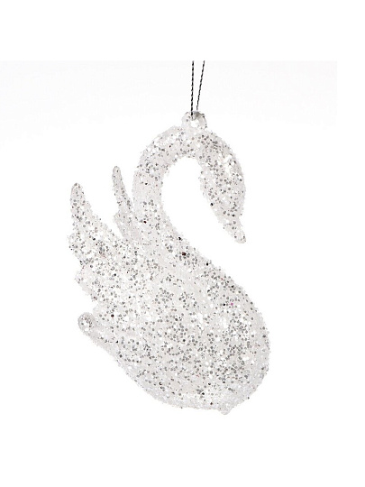 Елочное украшение Лебедь, прозрачное, 10х7 см, SYYKLA-182263