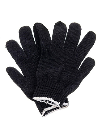 Перчатки х/б, без покрытия, без рисунка, универсальный размер, черная основа, Премиум, европодвес