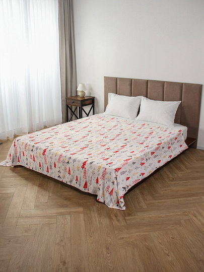 Плед евро, 200х220 см, велсофт жаккард, 100% полиэстер, Silvano, Елочки, белый, A120032