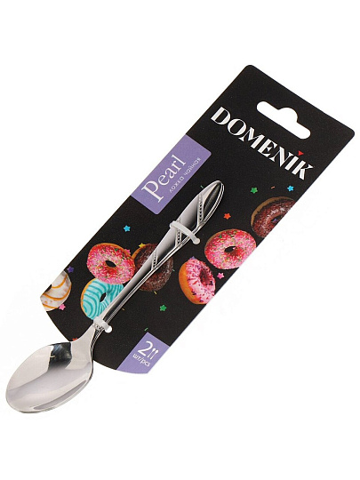 Ложка нержавеющая сталь, 2 предмета, чайная, Domenik, Pearl, DMC062