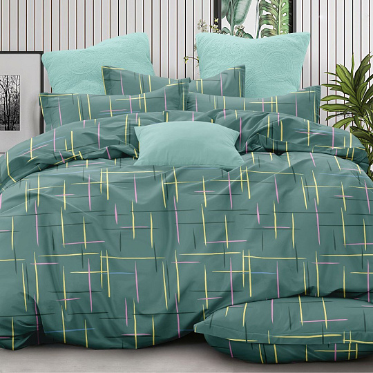 Постельное белье 1.5-спальное, простыня 150х215 см, 2 наволочки 70х70 см, пододеяльник 145х215 см, Love&amp;Live, поплин, 28408