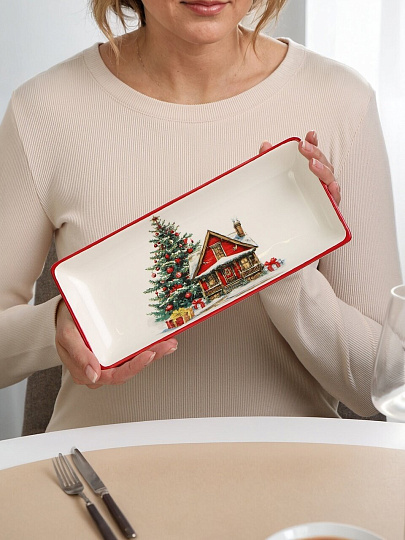 Блюдо доломит, прямоугольное, 28х12 см, Уютный дом, Daniks