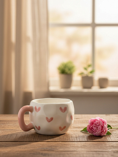 Кружка фарфор, 320 мл, Сердечки, В060827