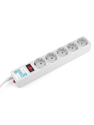 Сетевой фильтр 5 гнезд, 1.9 м, 3х0.75 мм², с заземлением, 2.2 кВт, Power Cube, 330019